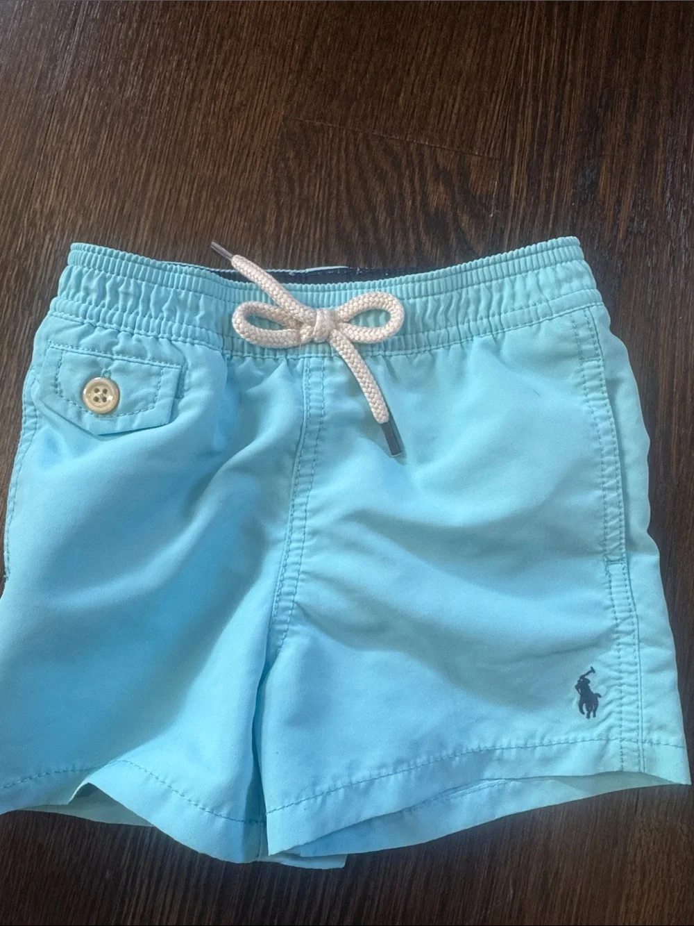 Ralph Lauren Boys Aqua Drawstring Swim Shorts